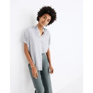 Madewell Central Shirt in Ballard Stripe Collared Button Down Navy and White XL